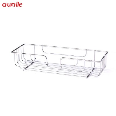 Home Kitchen Organizer Eco-friendly Bathroom Shower Shelf Square Stainless Steel 201 Metal Wire Storage Basket