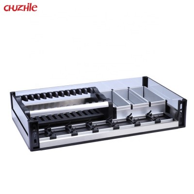 Multi-function Kitchen Cabinet Drawer Glass Design Basket Functional Hardware Stainless Steel Three Side Pull Out Basket