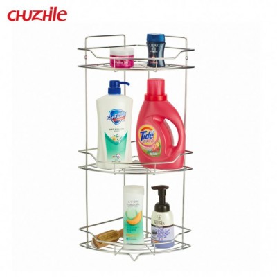 Hotel style corner metal bathroom rack