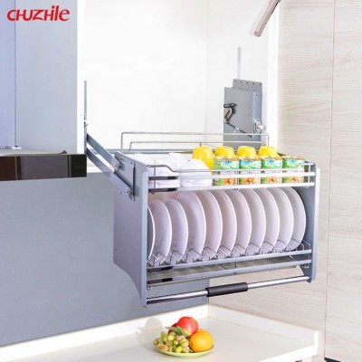 Multi-Role Kitchen Accessories Lift Basket Adjustable Pull Down Shelves Cabinet Elevator Basket