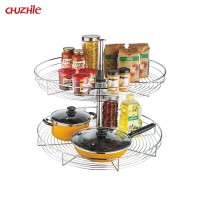 Modern Kitchen Accessories Cabinet Drawer Basket 360 Degree Magic Corner Two Tier Wire Kitchen Revolving Basket