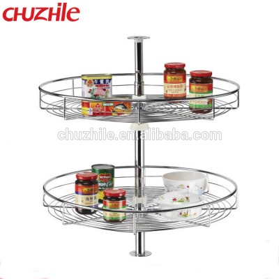 2 Shelf Shelving Organizer Revolving 360 Lazy Susan Corner Cabinet