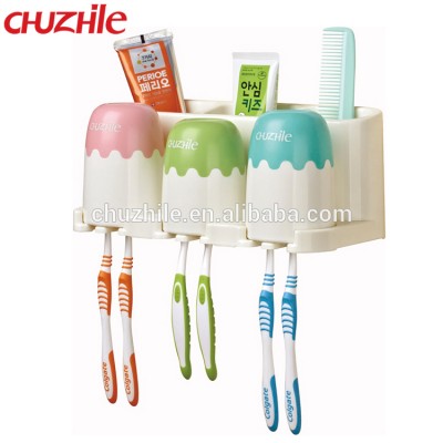 Bathroom Home Dust Proof Plastic Rack Adsorption funny plastic Toothbrush Holder with cover