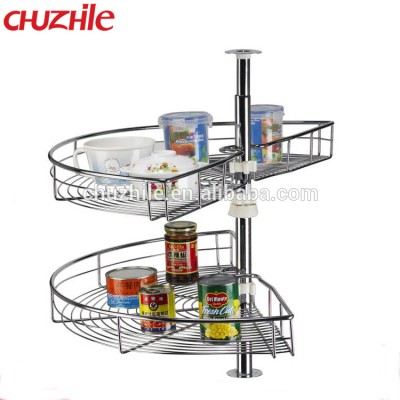 Chrome 2-Tier Shelf metal Half Moon Corner Kitchen Cabinet Lazy Susan