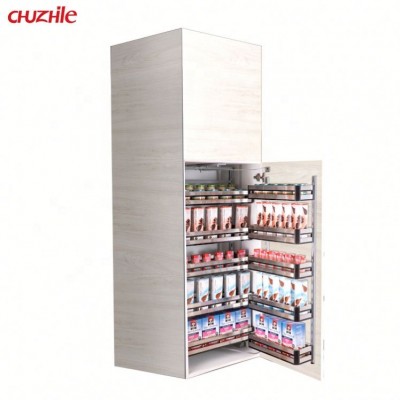 China Manufacturer ChuZhiLe Kitchen Cabinet Basket Stainless Steel Panel Tall Cabinet Basket