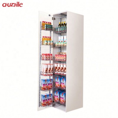 Factory Directly Selling ChuZhiLe Kitchen Storage Metal Wire Basket Pantry Unit Tall Cabinet Pull Out Basket